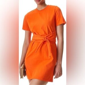Alice + Olivia Evie Tie Waist Orange Tee Shirt Mini Dress